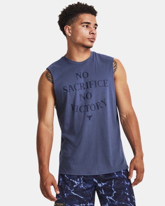 Men's Project Rock Show Me Sweat Tank in Blue image number 0